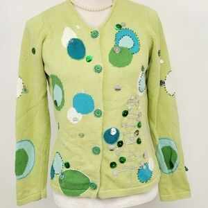 SUSAN Bristol Christmas Tree Holiday Cardigan VGUC